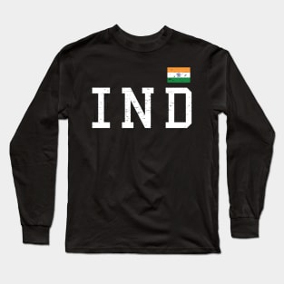 IND India Flag in Tricolor Desi Indian Patriotic Design Long Sleeve T-Shirt